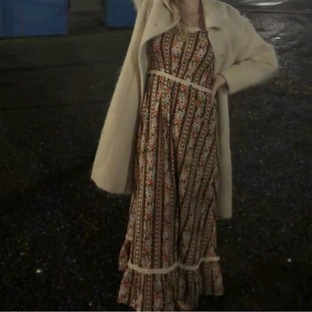 Floral Vintage Long Sleeve 70s Maxi Prairie Dress - Picture 5 of 6